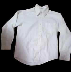Van Heusen Boy White Button Down Long Sleeve Dress Shirt Size 14